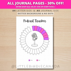 Podcast Tracker - PRINTABLE Journal Page - Planner Page - Monthly Playlist Tracker - Podcast Journal Page - Podcast List - Podcast Log