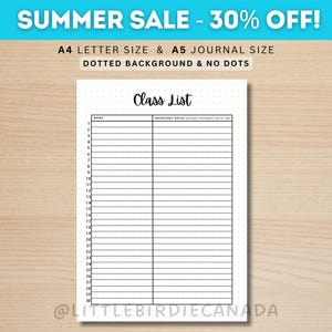 Class List - PRINTABLE Teacher Planner Page - Student List - Classroom List - Printable Class List - List of Students - Student Tracker