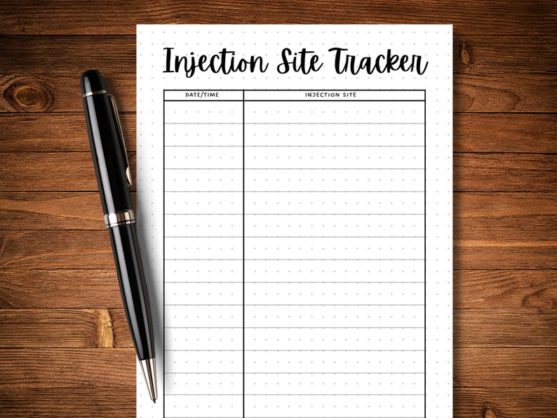 Injection Site Tracker - PRINTABLE Journal Page - Diabetic Tracker ...