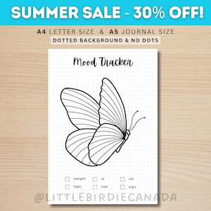Butterfly Mood Tracker - PRINTABLE Journal Page - Planner Page - Feelings Tracker - Daily Mood Tracker - Track Mood - Journal Template