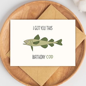 Carte d'anniversaire drôle à imprimer - morue d'anniversaire - carte d'anniversaire de jeu de mots - jeu de mots de carte d'anniversaire - carte drôle - carte d'anniversaire de papa - anniversaire de petit ami