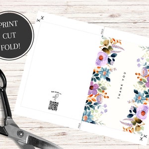 Printable Thank You Card Floral Thank You Card Flower Thank You Card Print at Home Thanks Card Thank You Card For Her Digital Download zdjęcie 2