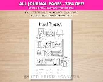 Bookshelf Mood Tracker - PRINTABLE Journal Page - Planner Page - Feelings Tracker - Daily Mood Tracker - Track Mood - Journal Template