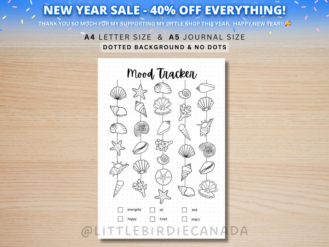 Seashell Mood Tracker - PRINTABLE Journal Page - Planner Page ...