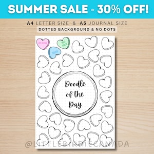 Candy Hearts Doodle Des Tages - DRUCKBARE Journalseite - Planerseite - Journalseite zum Ausdrucken - Doodle Challenge - Journalseite zum Ausdrucken