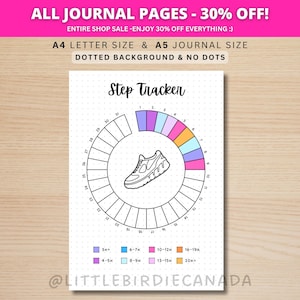 Step Tracker Monthly - PRINTABLE Journal Page - Planner Page - Fitness Tracker - Health Tracker - Fitness Goal - Step Goal - Track Steps