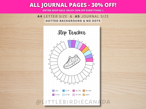 Step Tracker Monthly - PRINTABLE Journal Page - Planner Page - Fitness Tracker - Health Tracker - Fitness Goal - Step Goal - Track Steps