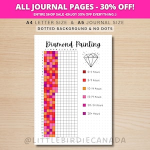 Diamantmålningsspårare - UTSKRIFTSBAR journalsida - Vanespårare - Spåra diamantmålning - Diamantkonstjournalsida - Hobbyspårare