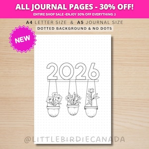 Page de couverture 2026 - Page de journal 2026 - Page de titre imprimable - Page de titre 2026 - Couverture de l'agenda 2026 - Page de couverture imprimable - Formats A5 et A4