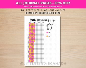 Teeth Brushing Tracker - PRINTABLE Journal Page - Kids Teeth Brushing Tracker - Dental Hygiene Tracker - Teeth Brushing Log