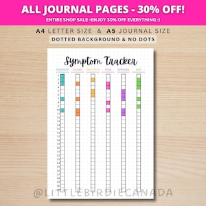 Monthly Symptom Tracker - PRINTABLE Journal Page - Health Tracker - Symptom Journal - Health Journal - Health Log - Symptom Log image 1
