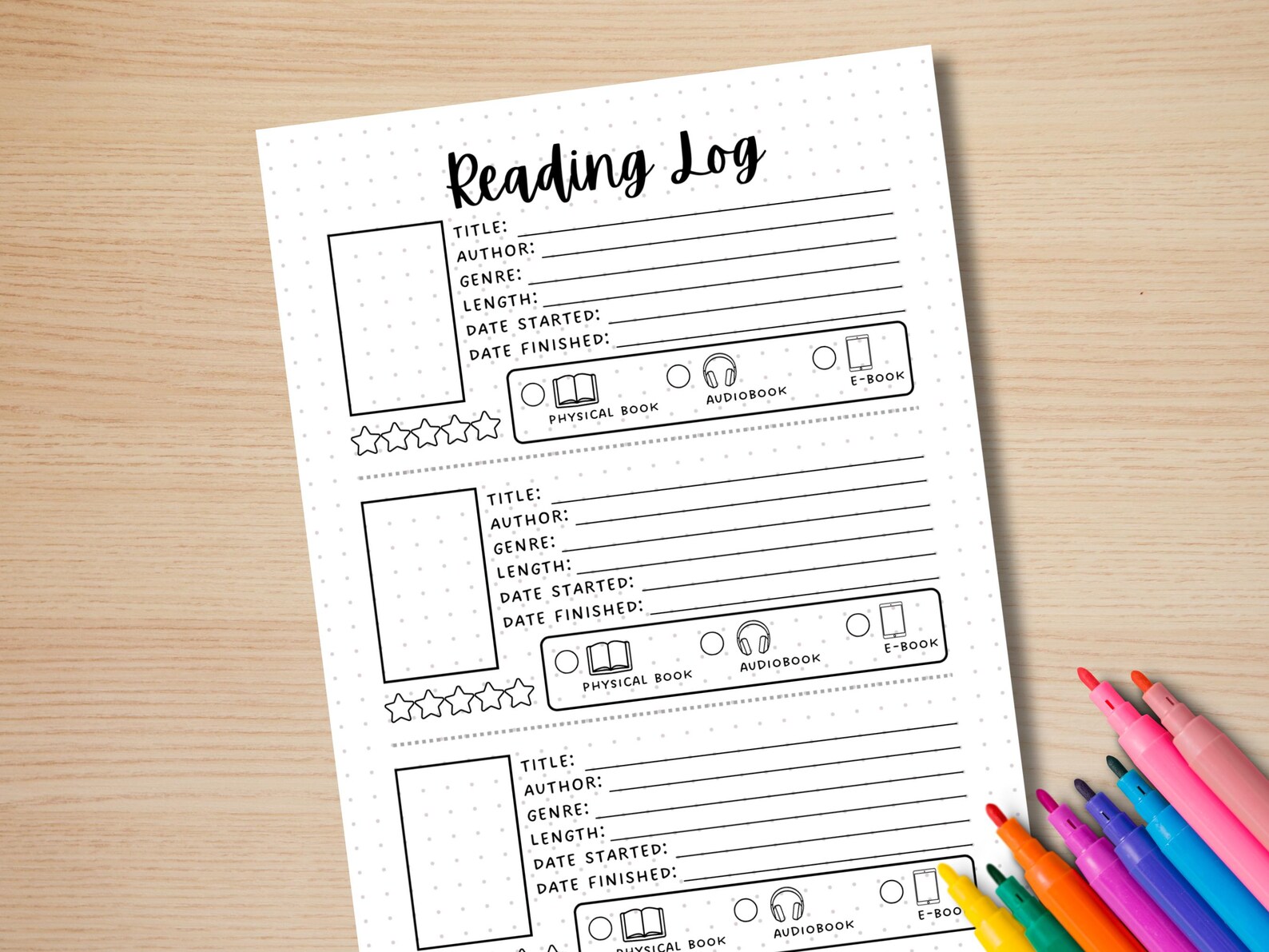 Reading Log - PRINTABLE Journal Page - Planner Page - Book Tracker ...