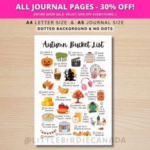 Autumn Bucket List - PRINTABLE Journal Page - Fall Activities - Autumn Activities - Fall Bucket List - Fall To Do List - Autumn To Do List