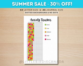 Anxiety Tracker - PRINTABLE Journal Page - Anxiety Log - Habit Tracker - Anxiety Journal - Track Anxiety Worksheet - Printable Planner Page