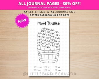 Apple Mood Tracker - PRINTABLE Journal Page - Apple Theme - Digital Planner Page - Autumn Mood Tracker
