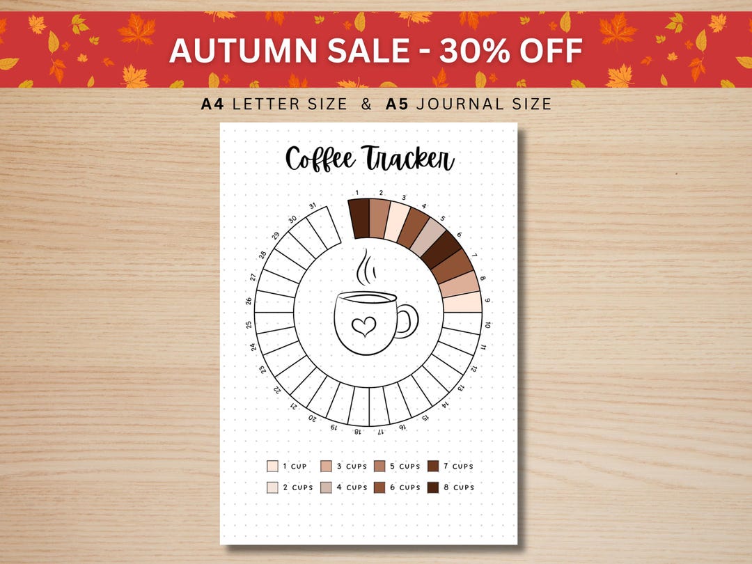 Coffee Tracker PRINTABLE Journal Page Planner Health Tracker Caffeine ...