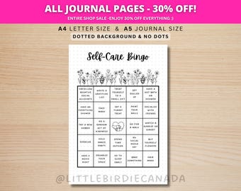 Self Care Bingo - PRINTABLE Journal Page - Planner Page - Weekly Tracker - Wellness Journal Page - Wellness Tracker - Self-Care Bingo Game