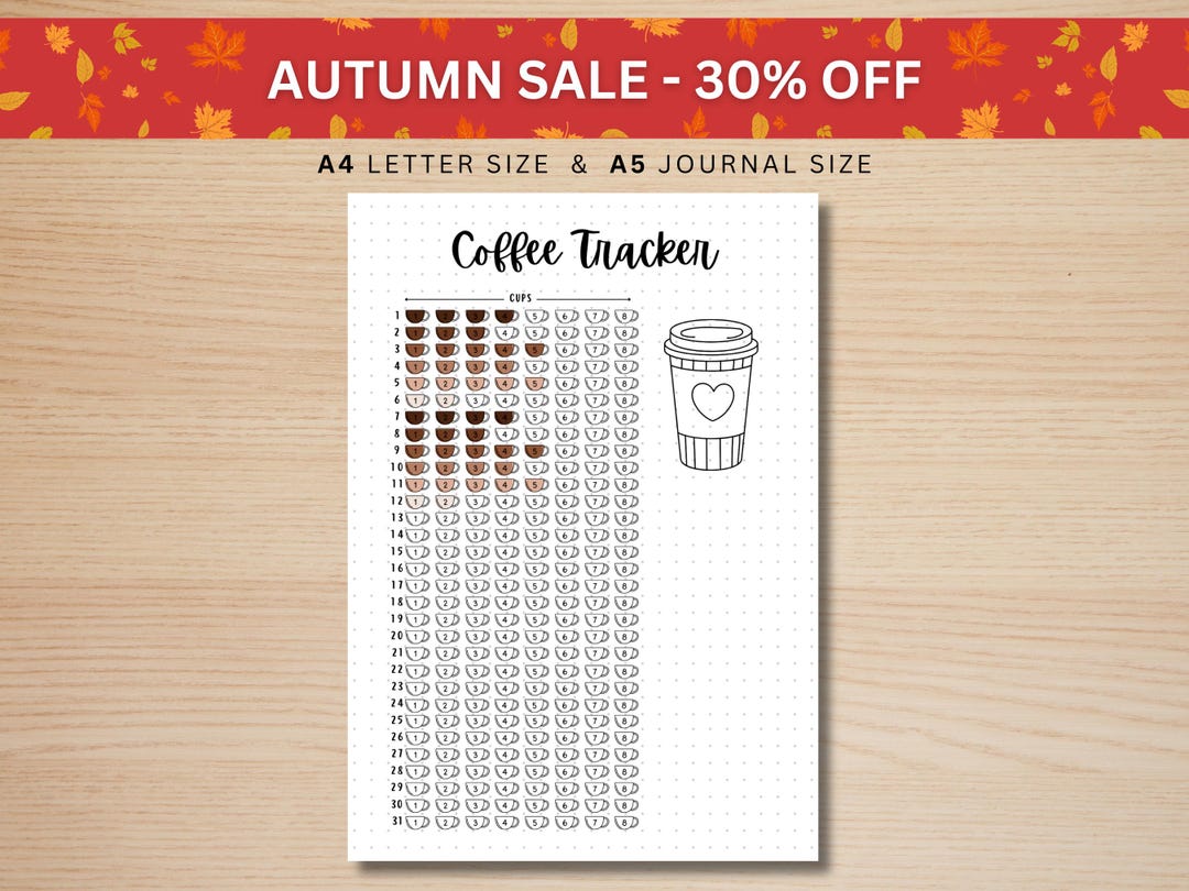 Coffee Tracker PRINTABLE Journal Page Planner Health Tracker Caffeine ...