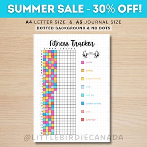 Fitness Tracker - PRINTABLE Journal Page - Exercise Tracker - Yearly Tracker - Health Tracker - Workout Tracker - Activity Log