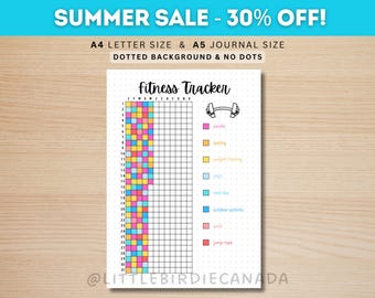 Fitness Tracker - PRINTABLE Journal Page - Exercise Tracker - Yearly Tracker - Health Tracker - Workout Tracker - Activity Log