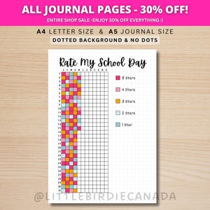 Rate My School Day - PRINTABLE Journal Page - Student Journal - Student Planner Page - Student Agenda - Rate My Day - School Mood Tracker