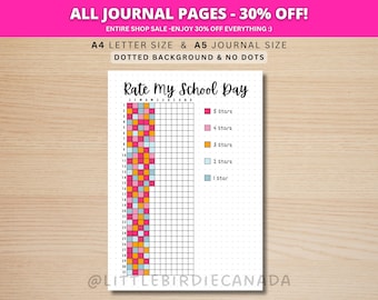 Beoordeel mijn schooldag - AFDRUKBARE dagboekpagina - studentendagboek - studentenplannerpagina - studentenagenda - beoordeel mijn dag - schoolstemming