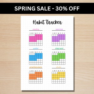Habit Tracker - A5 Journal Page - PRINTABLE Tracker - Monthly Tracker - Monthly Mood Tracker - Goal Tracker - Fitness Tracker