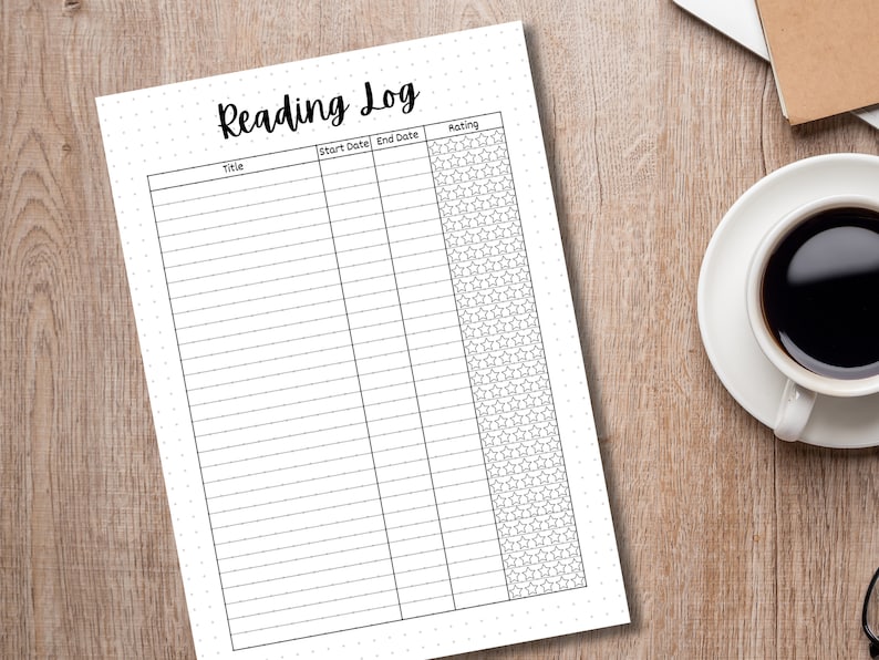 Reading Log Chart - PRINTABLE Journal Page - Planner Page - Book Tracker - Reading Tracker - Habit Tracker - Track Books Read - Book Journal image 8