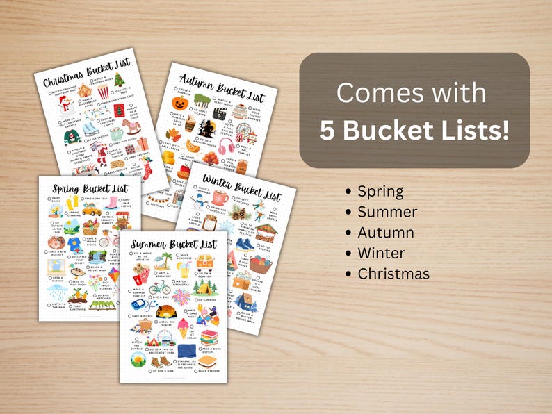Bucket List Bundle PRINTABLE Journal Pages Fall Bucket List Winter