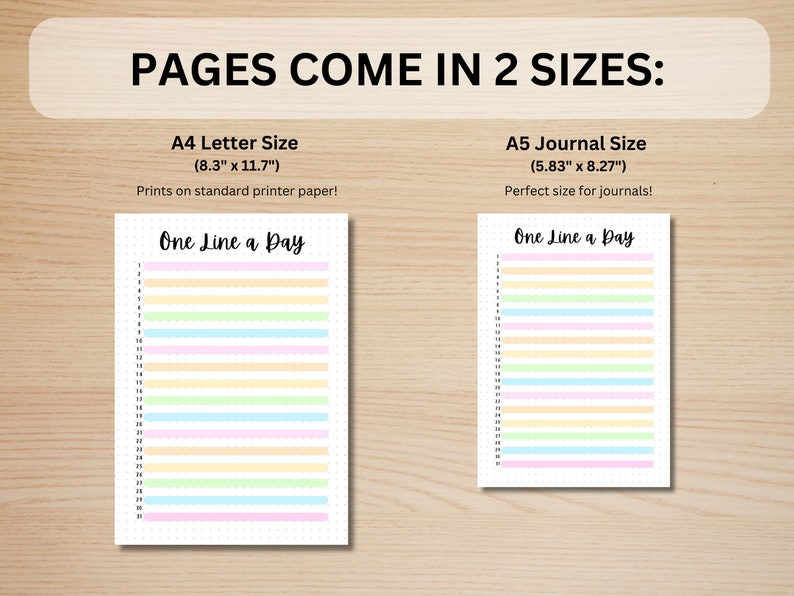 One Line A Day - PRINTABLE Journal Page - Planner Page - Memory Tracker ...