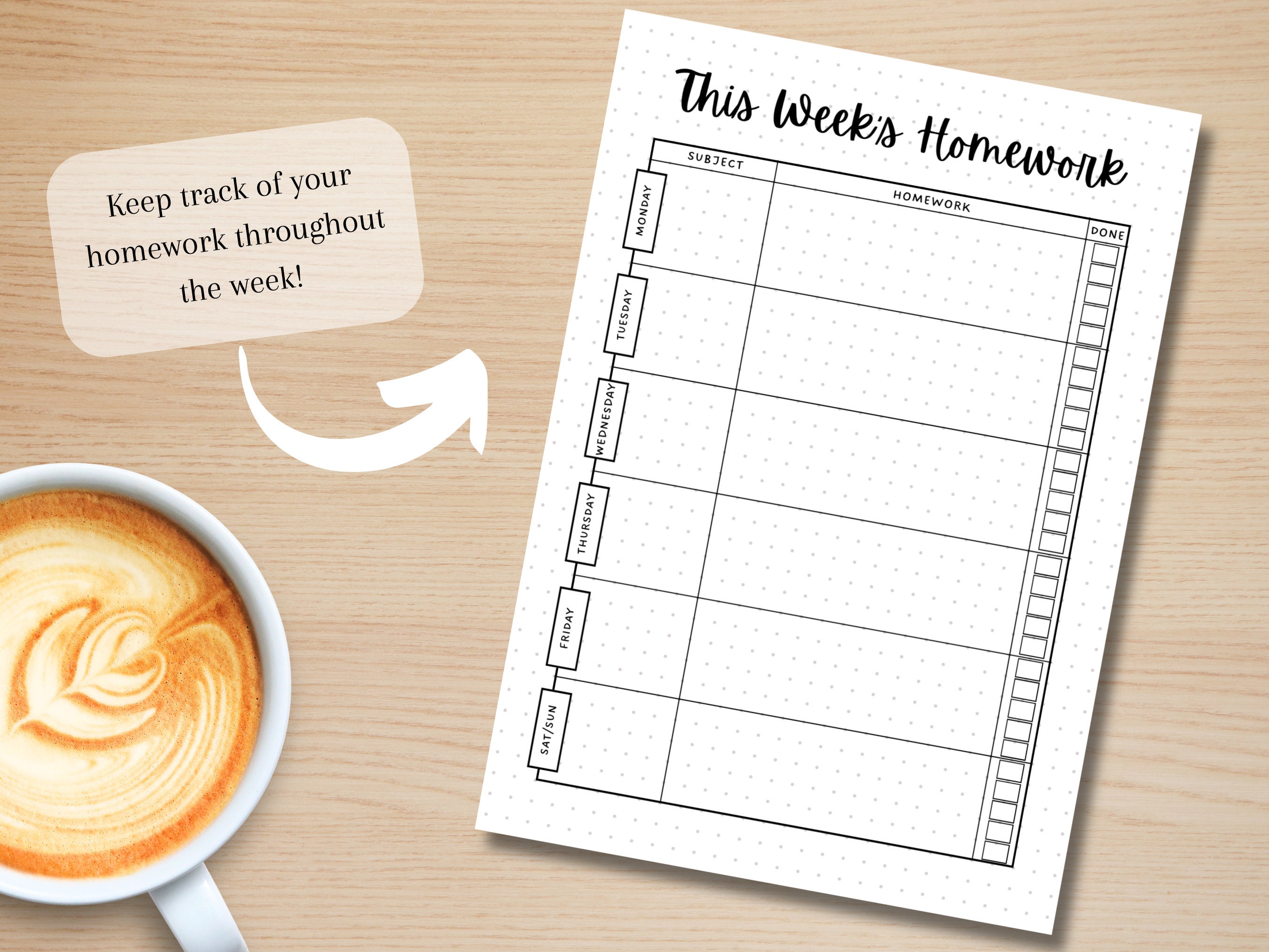 Homework Tracker - PRINTABLE Journal Page - Student Journal - Student ...
