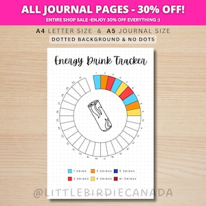 Energy Drink Tracker - PRINTABLE Journal Page - Health Tracker - Track Energy Drink - Health Journal - Food Tracker - Health Planner Page