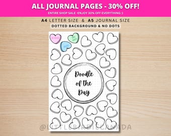 Candy Hearts Doodle Of The Day - PRINTABLE Journal Page - Planner Page - Daily Drawing Journal Page - Doodle Challenge - Daily Doodle