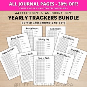 Paquete de seguimiento anual - Páginas de diario imprimibles - Páginas de agenda digital - Tamaños A5 y A4 - Paquete económico