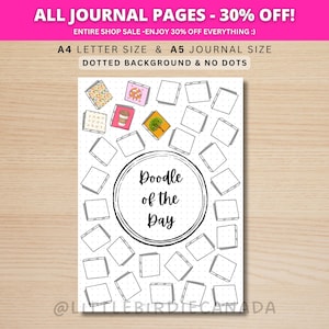 Book Doodle Of The Day - PRINTABLE Journal Page - Planner Page - Drawing Page - Drawing Journal Page - Doodle Challenge - Daily Doodle