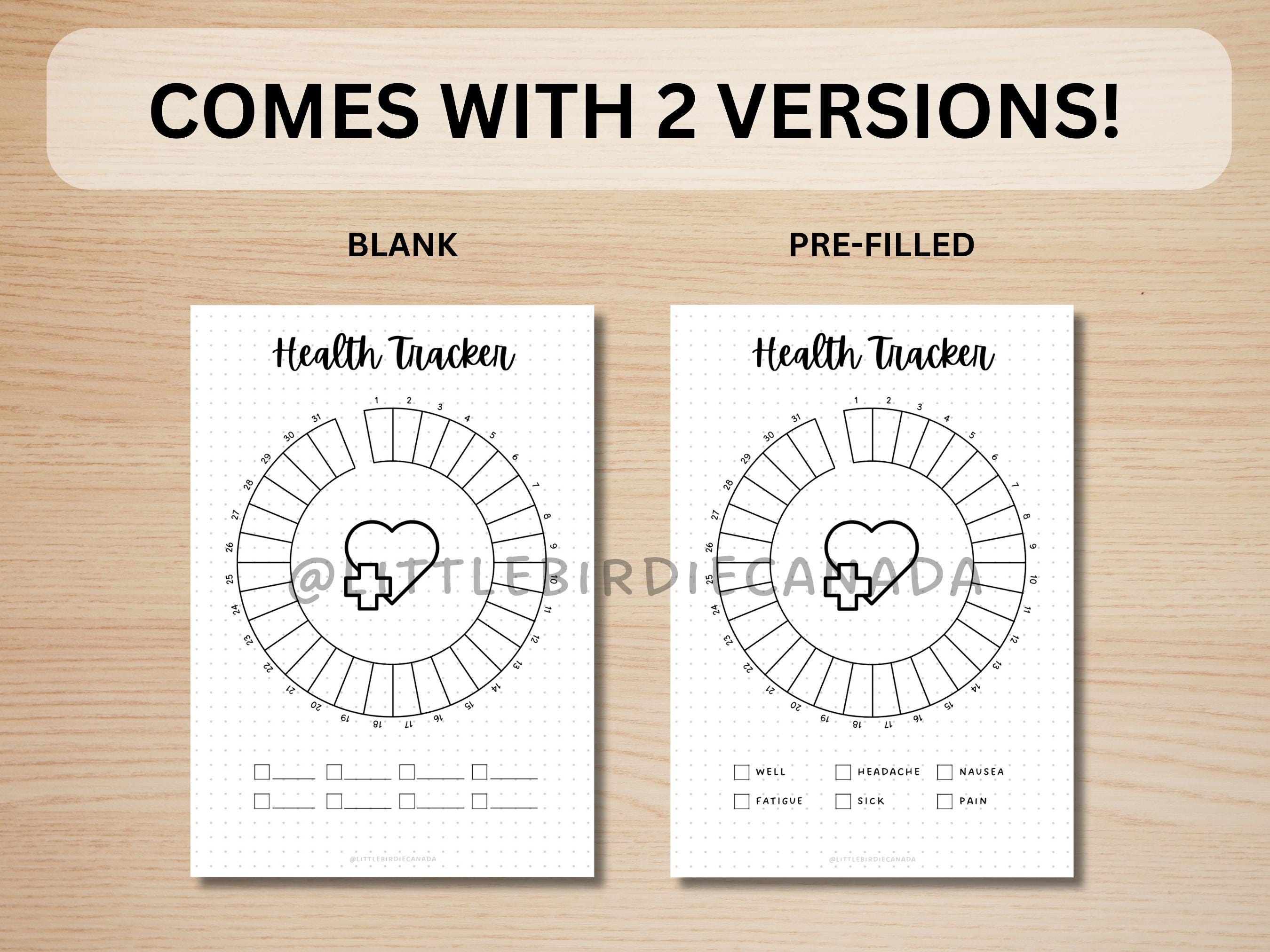 Health Tracker - PRINTABLE Journal Page - Health Log - Habit Tracker ...