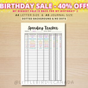 Spending Tracker - DRUCKBARE Journalseite - Planerseite - Ausgabenlog – Haushaltstracker – Ausgabentracker – Geldtracker – Geldausgeben