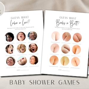 Funny Baby Shower Game Pack Minimalist Funny Baby Shower Activity This or That Game Trivia Game Minimalist Game Funny Baby Game Bundle