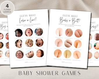 Funny Baby Shower Game Pack Minimalist Funny Baby Shower Activity This or That Game Trivia Game Minimalist Game Funny Baby Game Bundle
