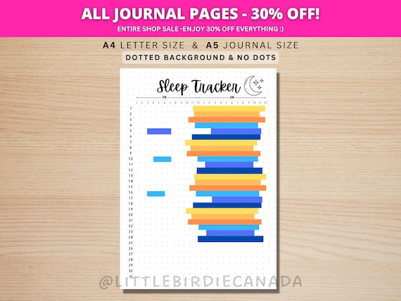 Sleep Tracker - PRINTABLE Journal Page - Monthly Sleep Tracker - Sleep Log - Sleep Analysis - Sleep Quality - Sleep Cycle - Planner Page