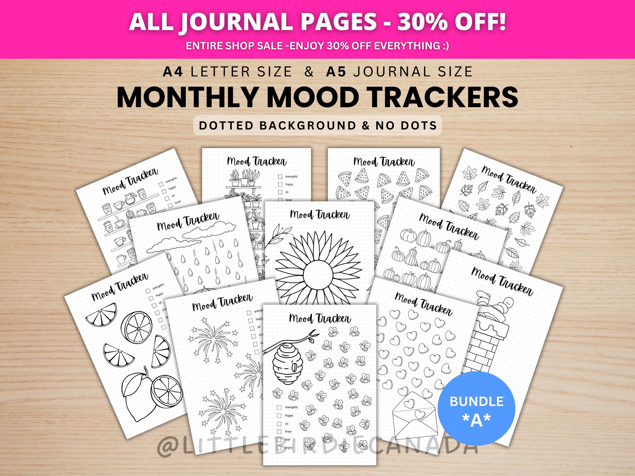 Monthly Mood Trackers Bundle - BUNDLE A - PRINTABLE Journal Pages ...