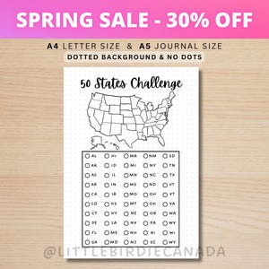 50 States Challenge - PRINTABLE Journal Page - Planner Page - Travel