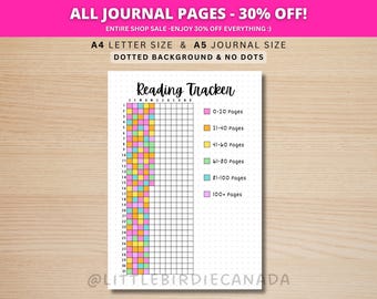 Reading Tracker - PRINTABLE Journal Page - Planner Page - Book Journal - Reading Log - Reading Tracker - Daily Habit Tracker - Page Tracker