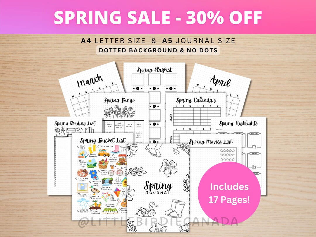 Spring Journal Bundle - PRINTABLE Spring Planner - 17 Journal Pages ...