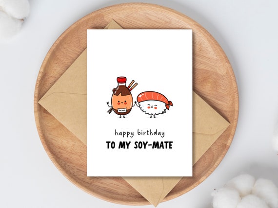 Funny Sushi Birthday Card - Hilarious Sushi Roll Greeting Card Blank Inside