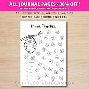 Bee Mood Tracker - PRINTABLE Journal Page - Planner Page - Daily Tracker - Daily Mood Tracker - Monthly Tracker - Honey Mood Tracker