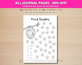 Bee Mood Tracker - PRINTABLE Journal Page - Planner Page - Daily Tracker - Daily Mood Tracker - Monthly Tracker - Honey Mood Tracker