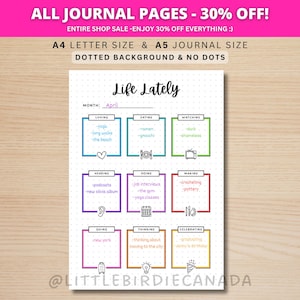 Life Lately Journal Page - PRINTABLE Journal Page - Monthly Highlights  - Currently In Life - Life Update - Monthly Tracker - Habit Tracker