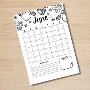 June Title Page - Bumble Bee - June Calendar - PRINTABLE Calendar - Journal Title Page and Calendar Set - June Cover Page image 9