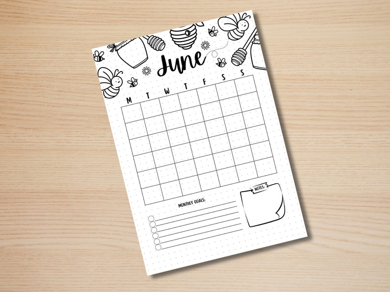 June Title Page - Bumble Bee - June Calendar - PRINTABLE Calendar - Journal Title Page and Calendar Set - June Cover Page image 9